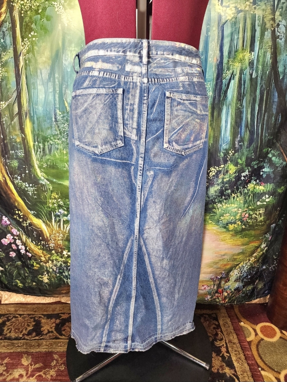 FOREVER 21 Metallic Jean Denim Skirt Size 1X - Picture 6 of 9